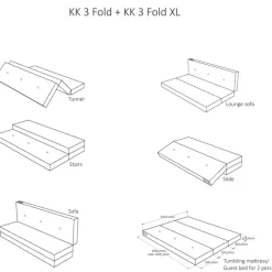 Foldemadras - 3 fold XL, lysegrå/mørkegrå knap Børn Tumlemøbler