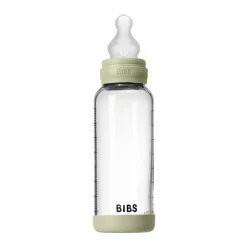 Glass baby bottle silicone 240 ml sage Sutteflasker