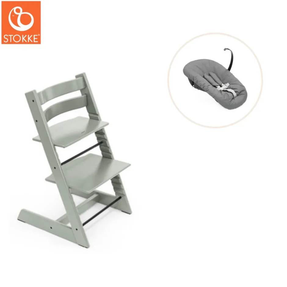 Best Højstol bøg inkl. newborn sæt - Glacier green Børn Højstole Med Tilbehør