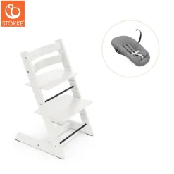 Højstol bøg inkl. newborn sæt - Hvid Børn Højstole Med Tilbehør