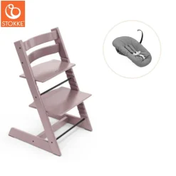 Discount Højstol bøg inkl. newborn sæt - Lilla lavendel Børn Højstole Med Tilbehør