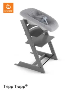 Sale Højstol bøg inkl. newborn sæt - storm grey Børn Højstole Med Tilbehør