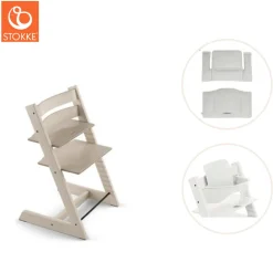 Hot Højstol inkl. babysæt og hynde - whitewash Børn Højstole Med Tilbehør