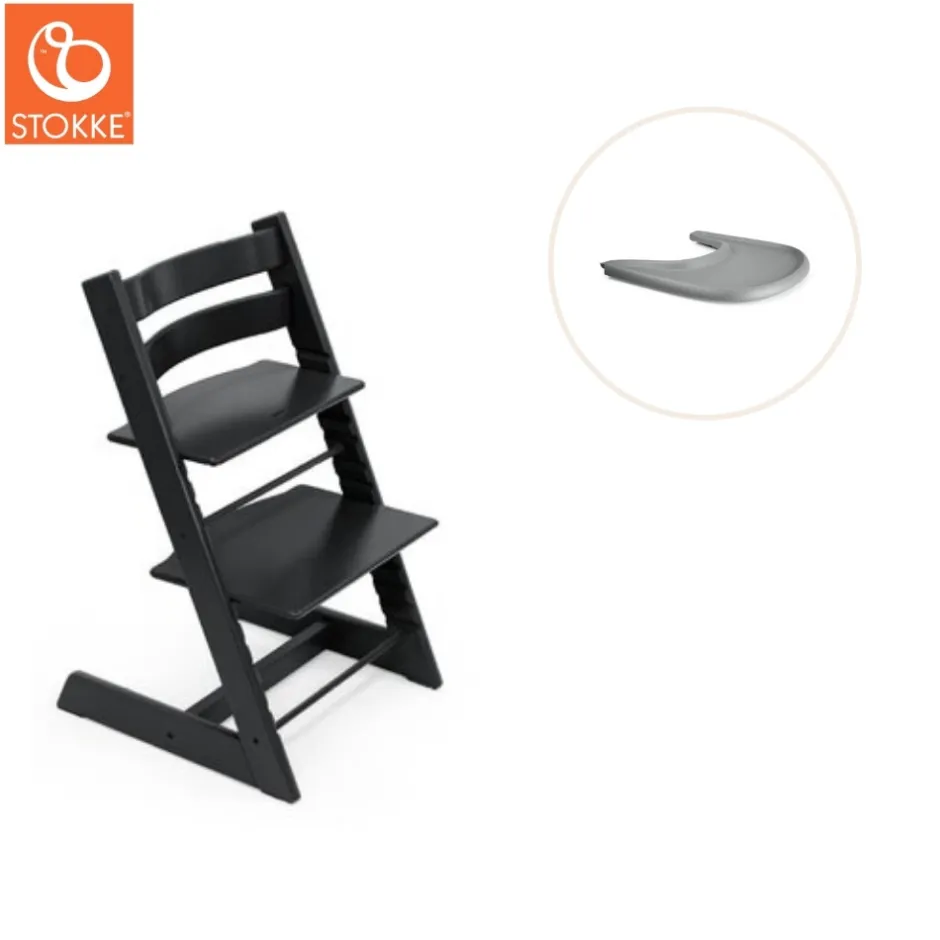 Højstol inkl. tray - sort/grå Børn Højstole Med Tilbehør