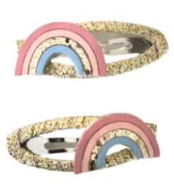 Hot Hårclips Gold Glitter Rainbow Festtøj & Tilbehør