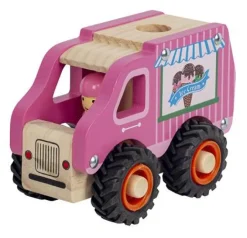 Best Isbil i træ med gummihjul Legetøjsbiler