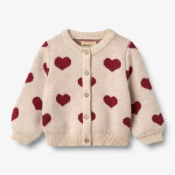 Discount Jacquard Cardigan Hjerte - Offwhite Melange Juletøj|Cardigans, Veste & Trøjer