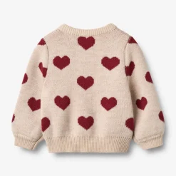 Discount Jacquard Cardigan Hjerte - Offwhite Melange Juletøj|Cardigans, Veste & Trøjer