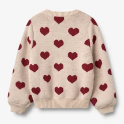 Best Jacquard Cardigan Hjerte - Offwhite Melange Juletøj|Cardigans, Veste & Trøjer