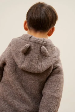 Discount Jakke Ører Uld Fleece - Brown Melange Uldoverdele