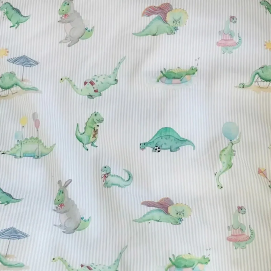 Hot Junior sengetøj, Dino Green/Beige 100x140 cm Børn Sengetøj