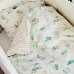 Hot Junior sengetøj, Dino Green/Beige 100x140 cm Børn Sengetøj