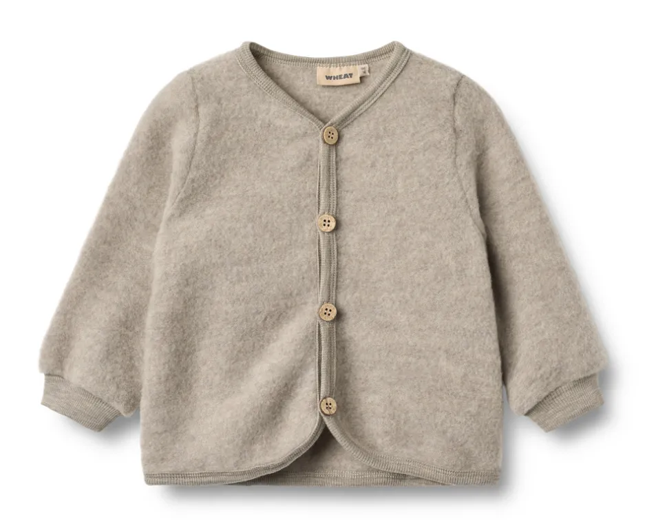 Hot Kari Uld Fleece Cardigan - Khaki melange Cardigans, Veste & Trøjer
