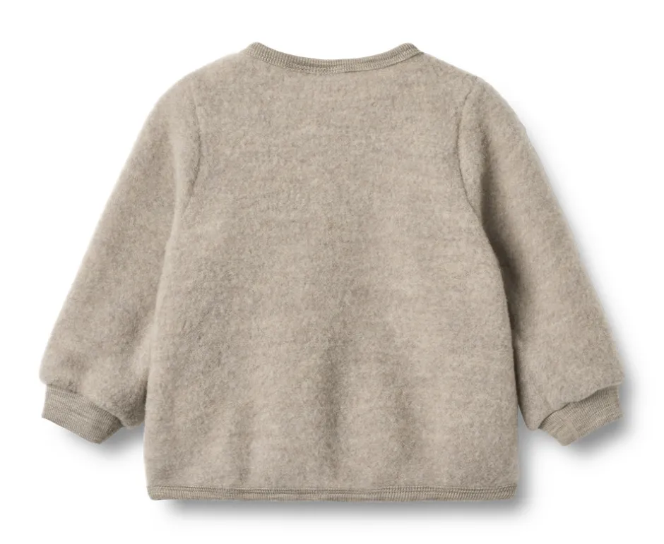 Hot Kari Uld Fleece Cardigan - Khaki melange Cardigans, Veste & Trøjer