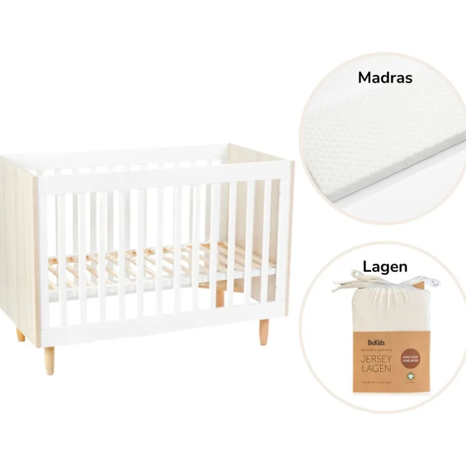 Karl starterpakke - seng, madras og lagen Børn Pakkeløsninger|Tremmesenge