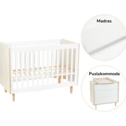 Sale Karl starterpakke - seng, puslekommode og madras Børn Pakkeløsninger|Pusleborde