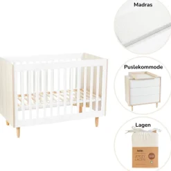 Outlet Karl starterpakke - seng, puslekommode, madras og lagen Børn Pakkeløsninger|Pusleborde