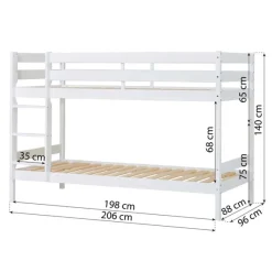 Clearance Køjeseng inkl. bund, Eco comfort 90x200 cm. - Hvid Børn Juniorsenge