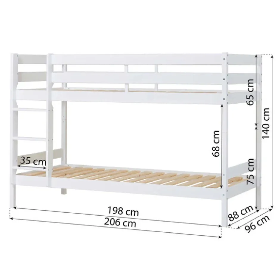 Clearance Køjeseng inkl. bund, Eco comfort 90x200 cm. - Hvid Børn Juniorsenge