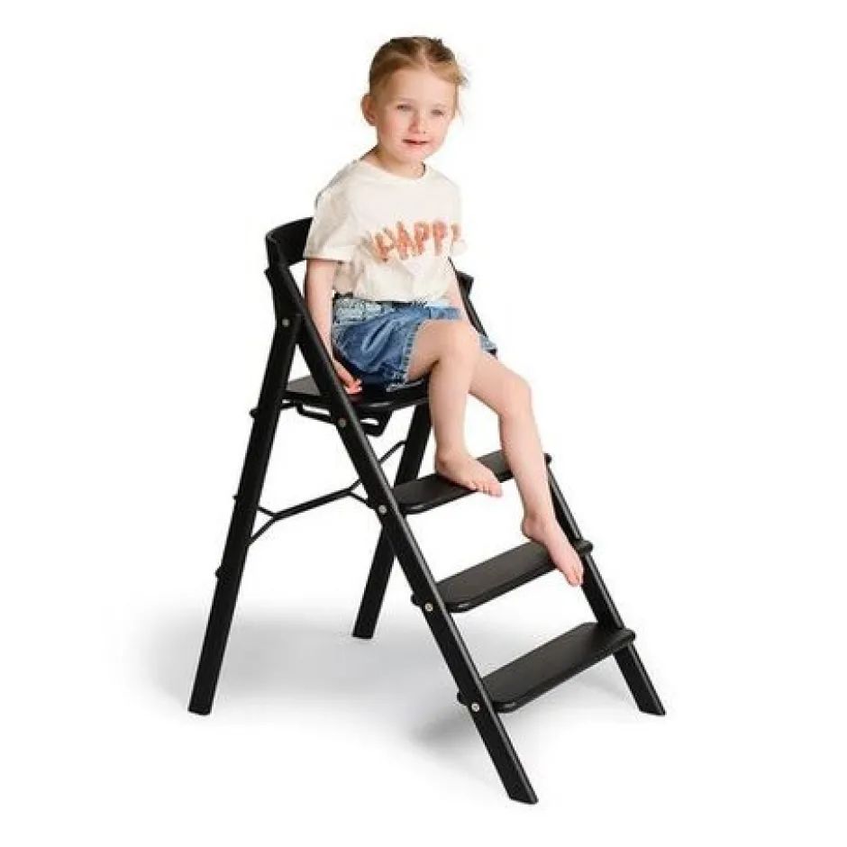 Clearance Klapp højstol foldbar eg inkl. pude - sort Børn Højstole Med Tilbehør