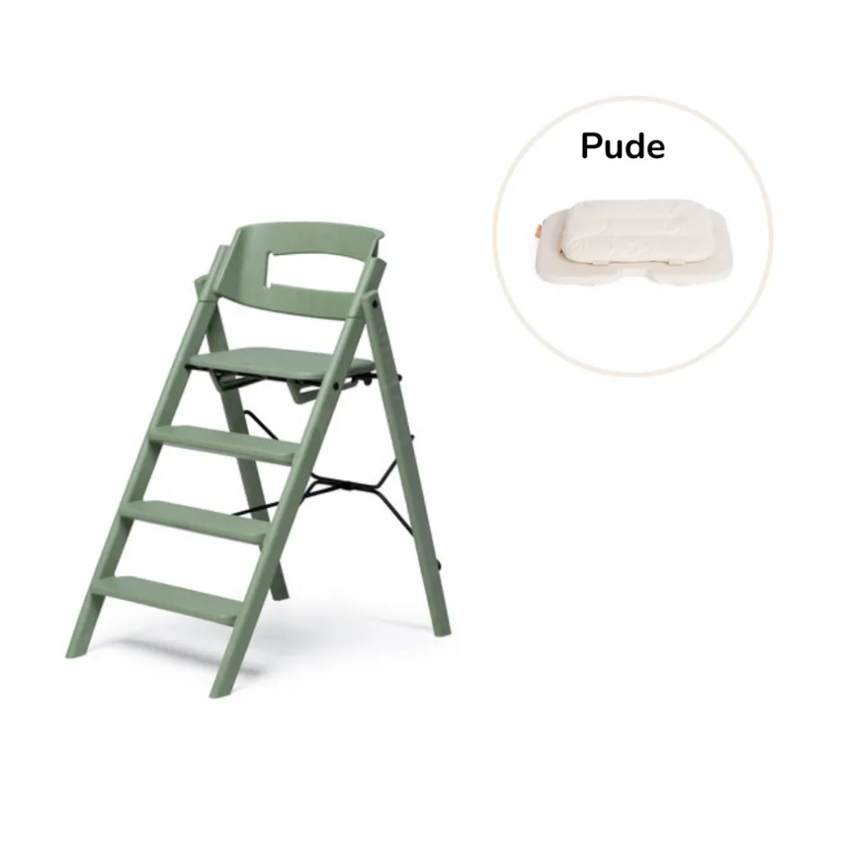 Klapp højstol foldbar genbrugsplast inkl. pude - grøn Børn Højstole Med Tilbehør