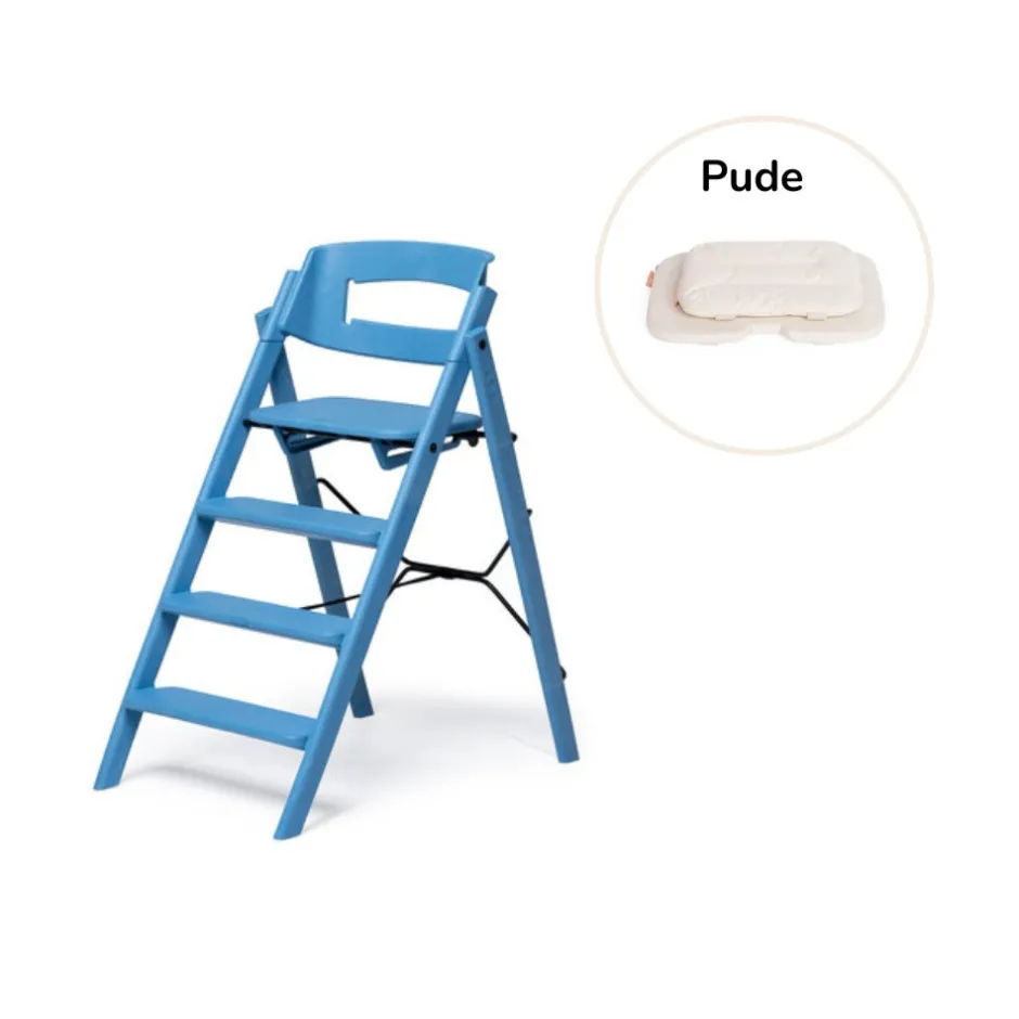 Clearance Klapp højstol foldbar genbrugsplast inkl. pude - blå Børn Højstole Med Tilbehør