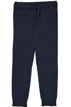 New Klassisk merino rib leggings m. bindebånd - unisex - MØRKE BLÅ Uldunderdele|Leggings