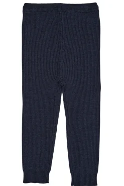 New Klassisk merino rib leggings m. bindebånd - unisex - MØRKE BLÅ Uldunderdele|Leggings