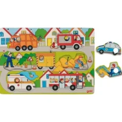 Best Knobpuslespil med baggrund "Arbejdsbiler" Puslespil