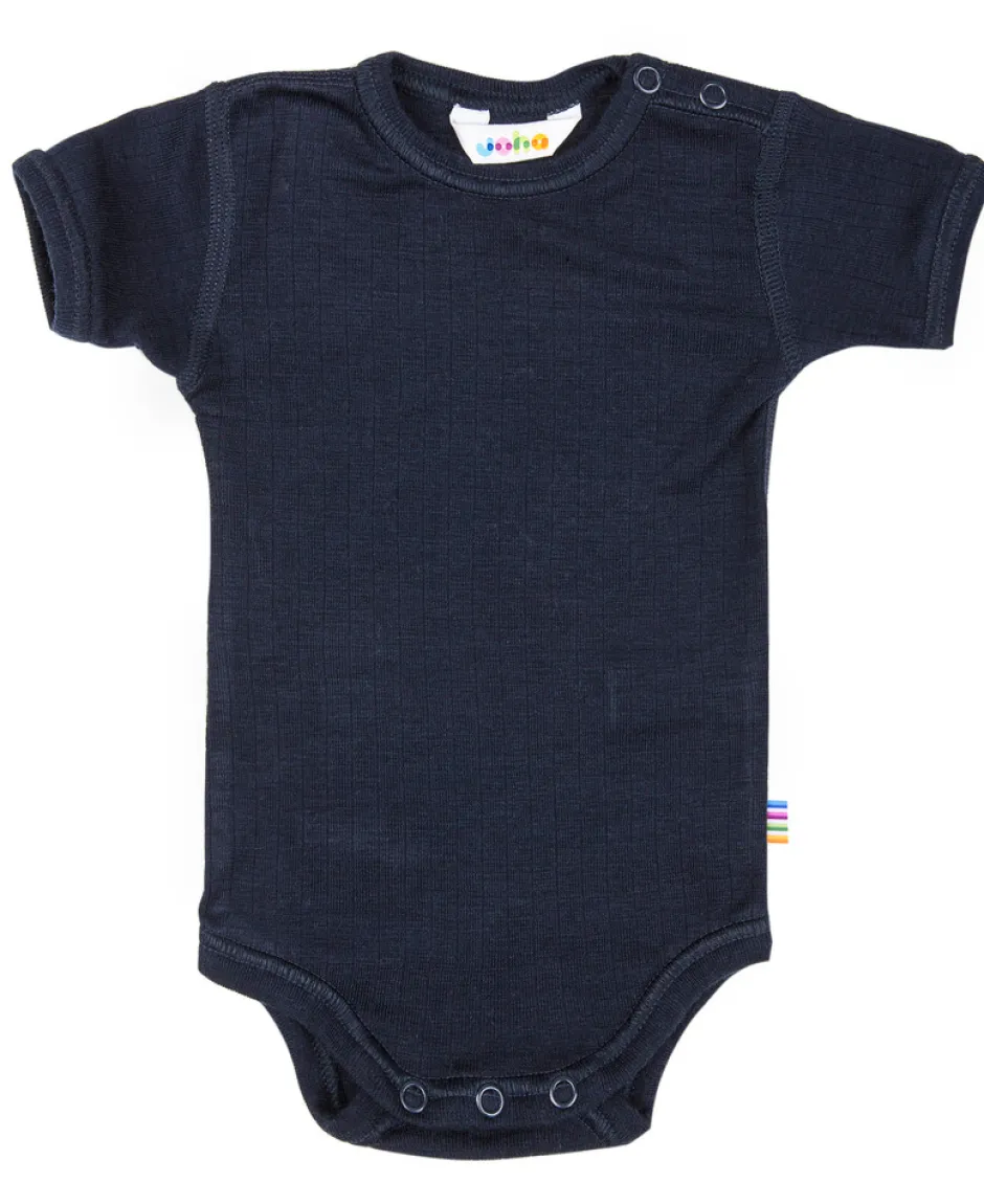 Best Kort Ærmet Body i Rib - Marine Uldbodyer|Bodystocking Kortærmet