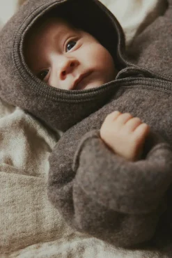 Online Køredragt m. ører Uld Fleece - Brown Melange Køredragter|Ulddragter