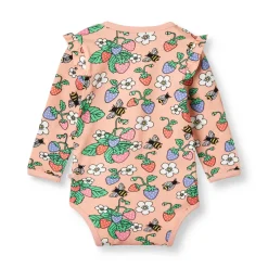 Clearance Langærmet body med jordbær - 536 Bodystocking Langærmet