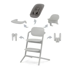 Best Lemo højstol 4in1 sæt - suede grey Børn Højstole Med Tilbehør