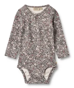 Clearance Liv Body Langærmet - Purple stone flowers Bodystocking Langærmet