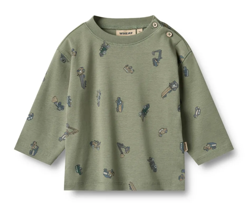 Sale Malthe T-shirt Langærmet - Dusty green cars Bluser