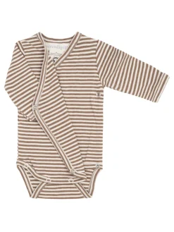 Discount Nyfødt Slå-om Body - Almond/Offwhite Bodystocking M. Skrålukning|Bodystocking Langærmet