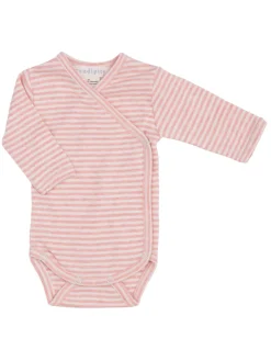 Best Nyfødt Slå-om Body - Coral/Offwhite Bodystocking M. Skrålukning|Bodystocking Langærmet