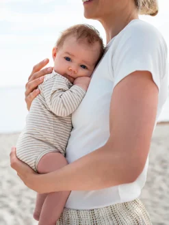 Nyfødt Slå-om Body - OATSTRIPE Bodystocking M. Skrålukning|Bodystocking Langærmet