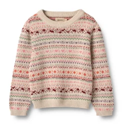 Hot Olga Jaquard Pullover - Multi Cardigans, Veste & Trøjer