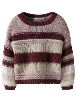 Online Oline Striktrøje - Burgundy Cardigans, Veste & Trøjer