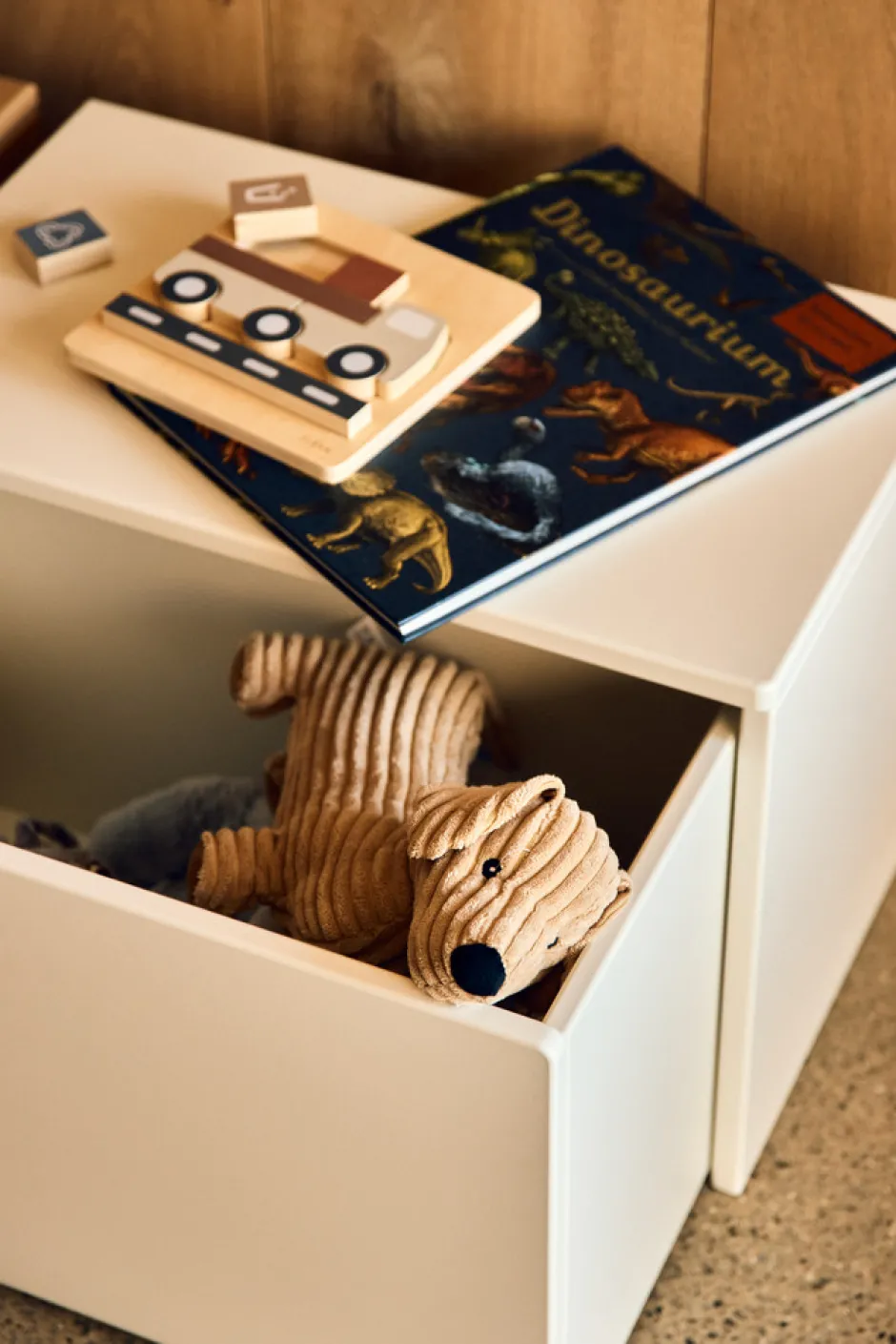 Hot Opbevaringsbænk, Dots, 60x35x42 m. hjul, Cream Børn Bænke & Skamler