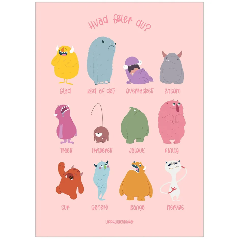 New Plakat - De Tolv Følelser Pink 50x70 Børn Plakater