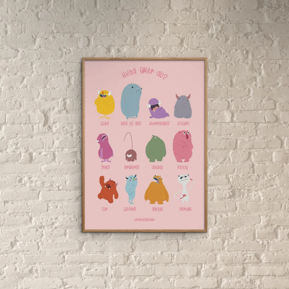 New Plakat - De Tolv Følelser Pink 50x70 Børn Plakater