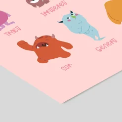 New Plakat - De Tolv Følelser Pink 50x70 Børn Plakater