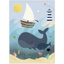 New Plakat - Hvaler og bølger A3 Børn Plakater