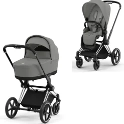 Priam Duovogn - mirage grey/chrome black Kombivogne Med Flade Sæder