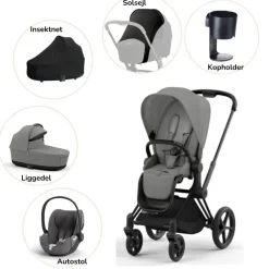 Best Priam pakke - mirage grey/matt black PLUS Kombivognspakker
