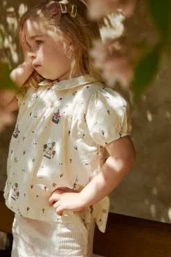 Sale Printed bluse m. krave - TIVOLI Bluser