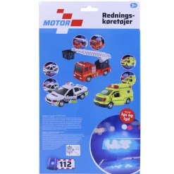 Redningskøretøjer 3stk m/pullback, lys og lyd Legetøjsbiler