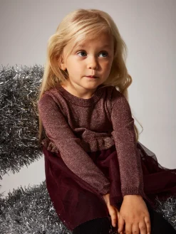 Refraja Strikket Kjole - Burgundy Juletøj|Kjoler